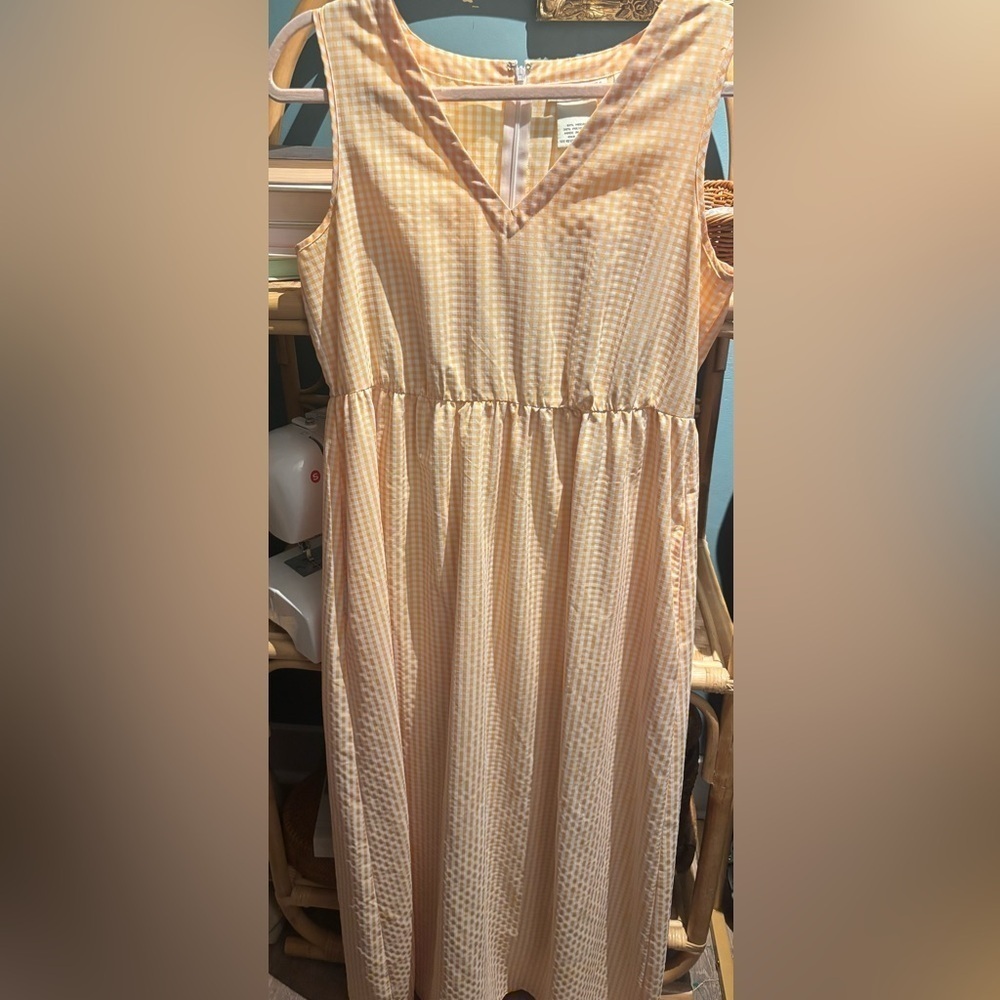 Vintage Jeffrey Banks Butter Yellow Gingham Maxi Dress